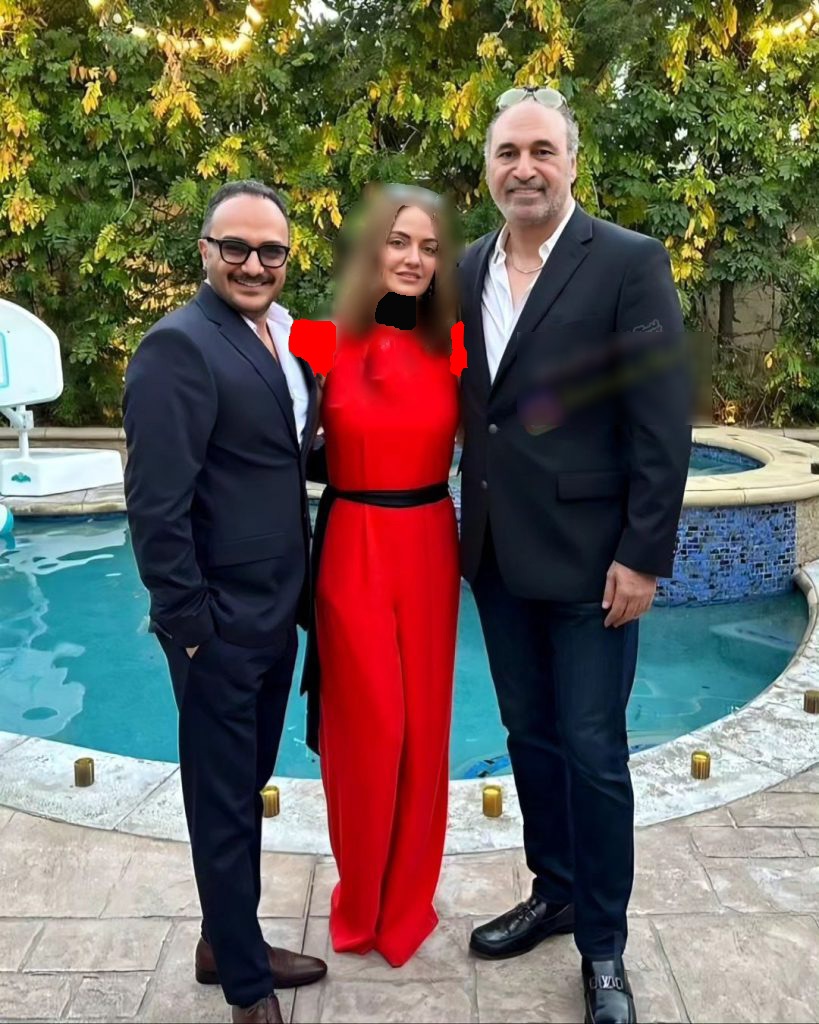 هم آغوشی مهناز افشار و 2 آقای بازیگر لب استخر/عکس